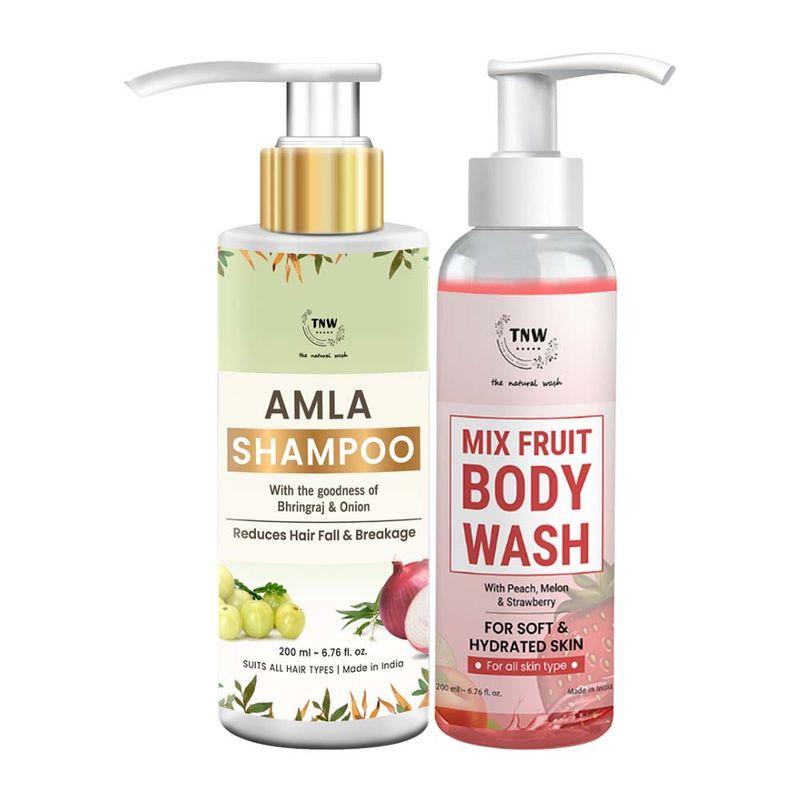 tnw the natural wash mix fruit body wash and amla shampoo combo