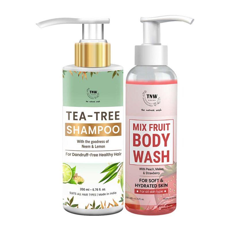 tnw the natural wash mix fruit body wash and tea tree shampoo combo