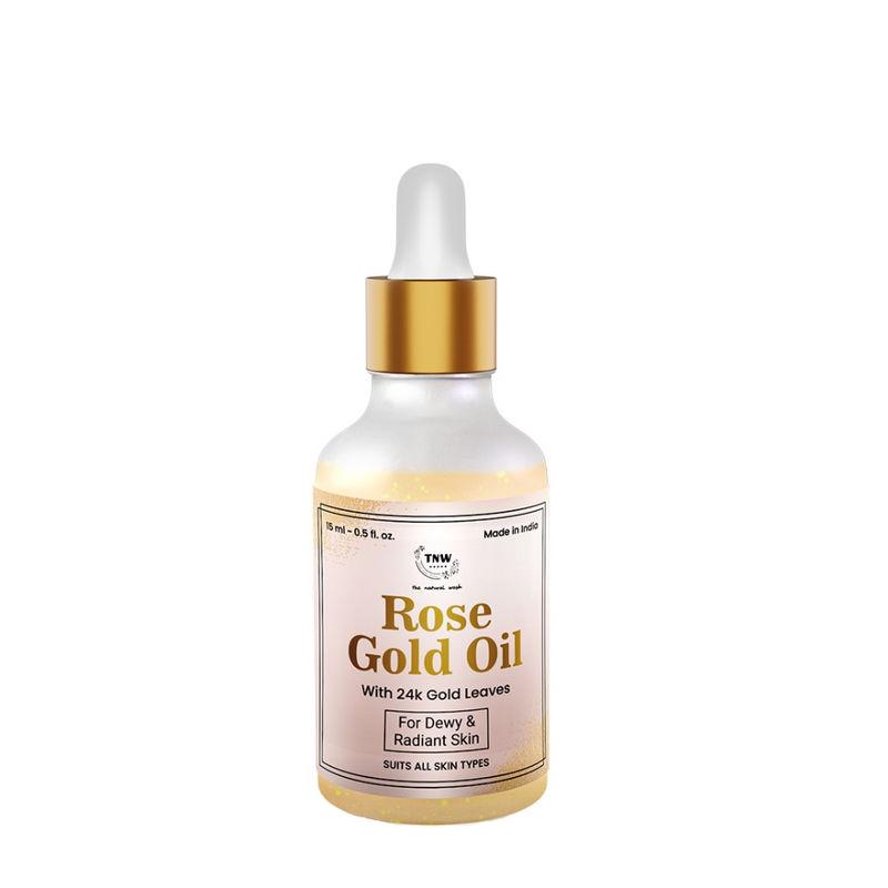 tnw the natural wash non-sticky rose gold oil for glowing face with gold leaf