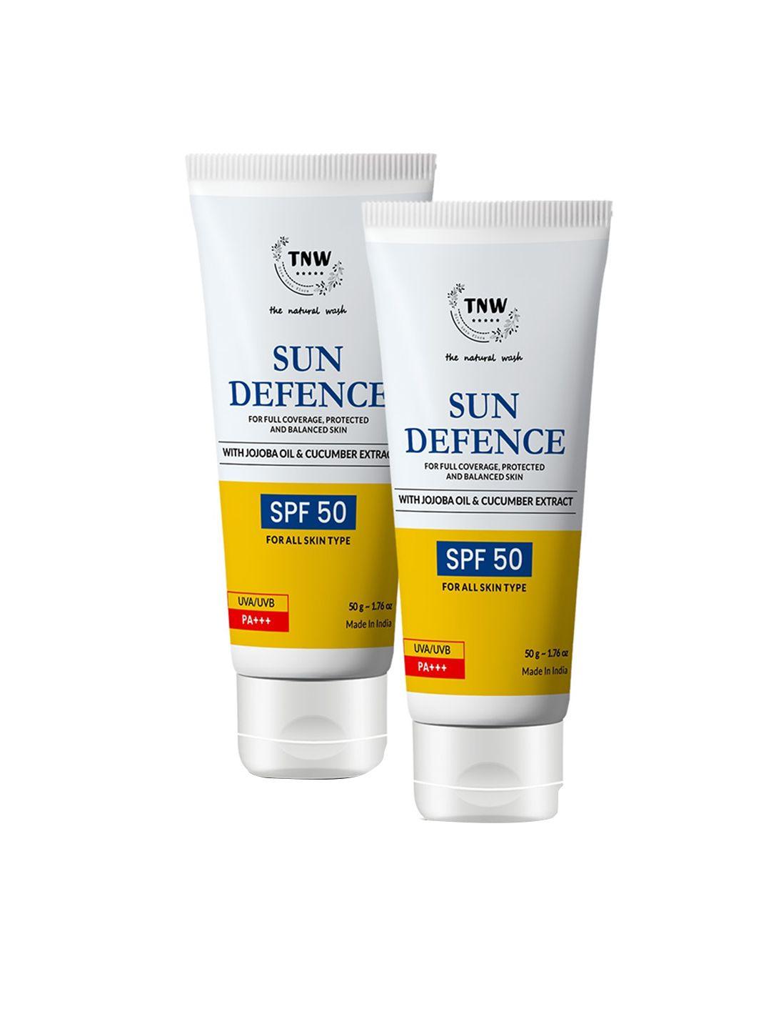 tnw the natural wash set of 2 sun defence spf50 sunscreen with jojoba - 50g each