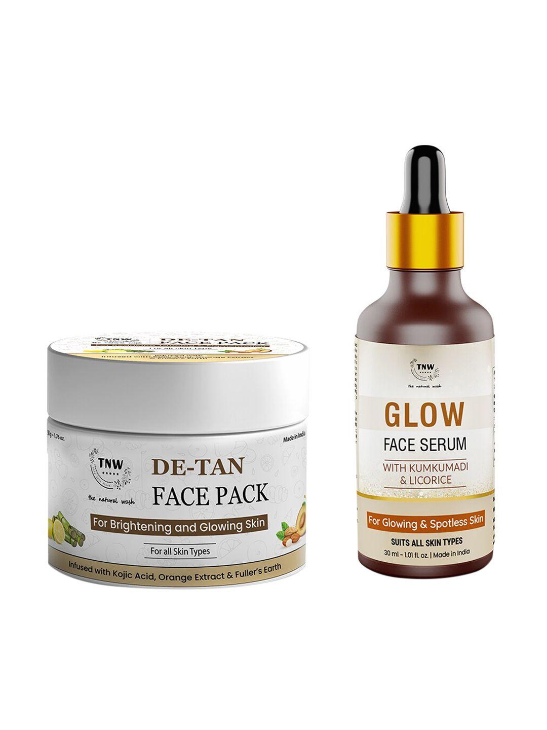 tnw the natural wash set of de-tan face pack 50g & glow face serum 30ml