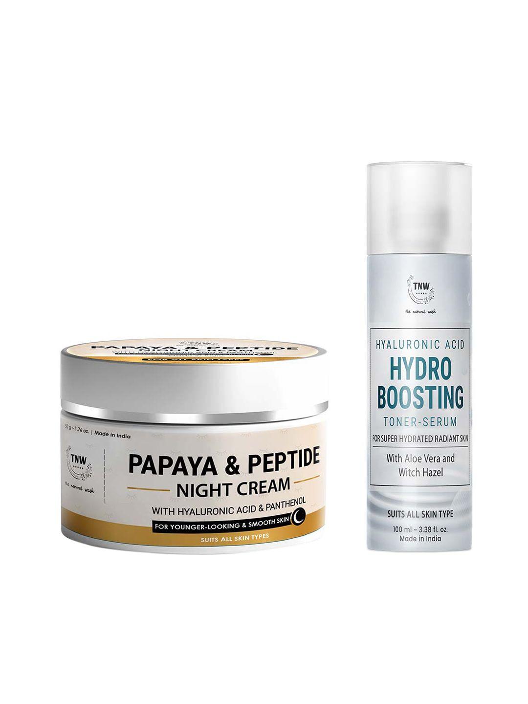 tnw the natural wash set of papaya peptide night cream 50 g & hydro boosting toner 100 ml