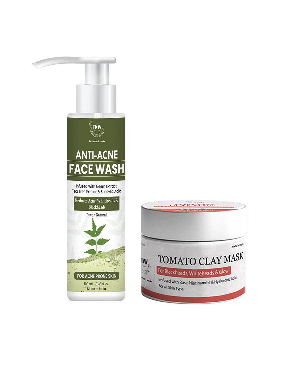 tnw the natural wash set of tomato clay mask & anti acne face wash