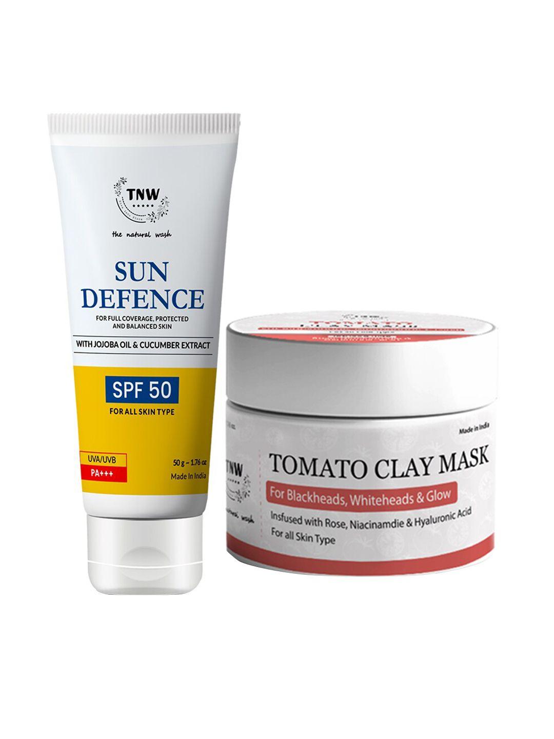 tnw the natural wash set of tomato clay mask & sun defence spf cream