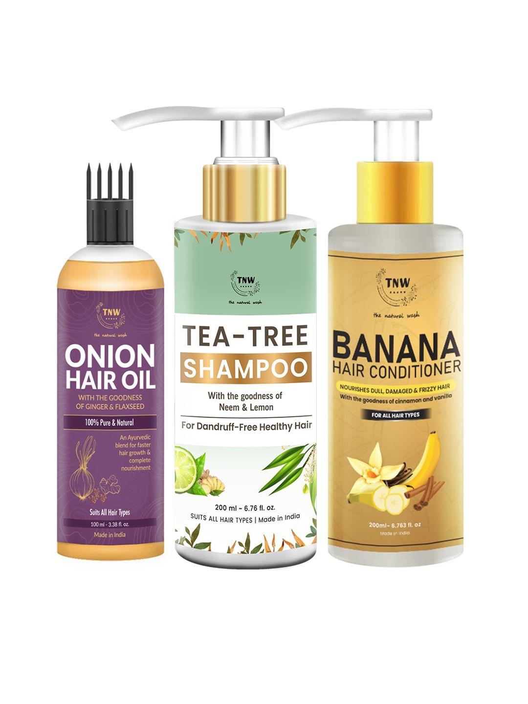 tnw the natural wash tea tree shampoo onion hair oil & banana conditioner combo