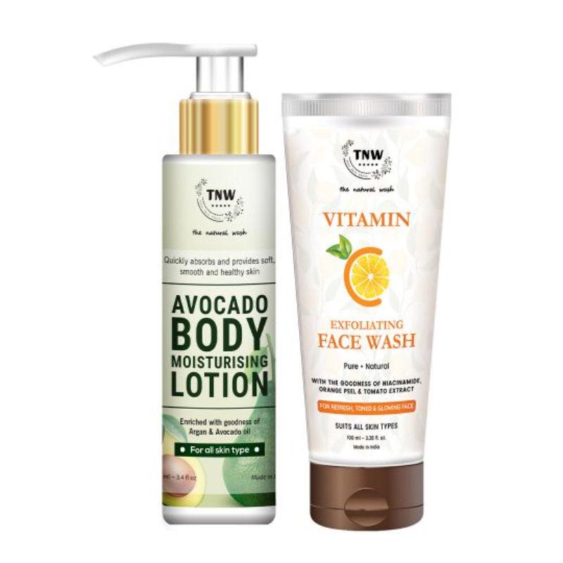 tnw the natural wash vitaminc face wash + avocado body avocado lotion