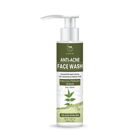 tnw - the natural wash anti-acne face wash for acne & blemishes | controls excess oil & acne | with neem, tea tree extract & salicylic acid