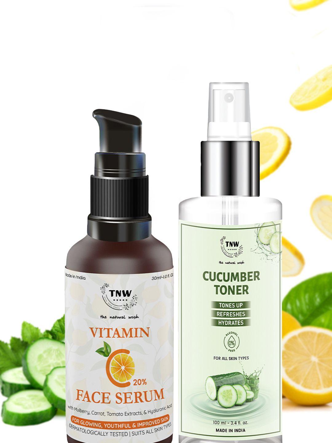 tnw the natural wash combo of 2 cucumber toner 100 ml & vitamin c serum 30 ml