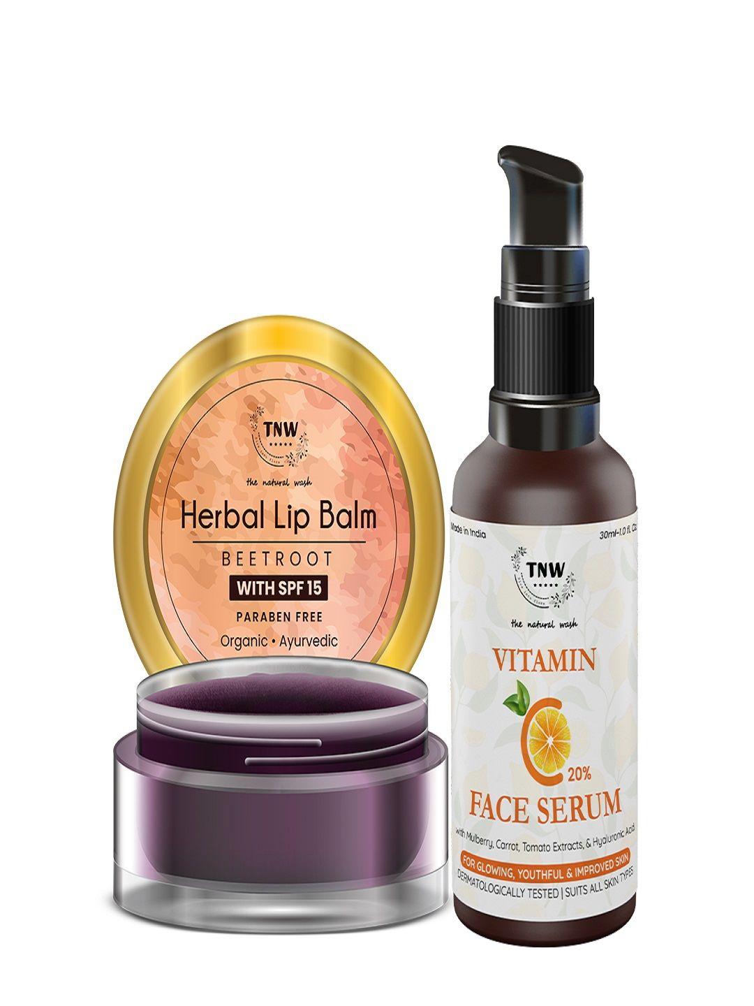 tnw the natural wash combo of 2 lip balm 5 gm & vitamin c face serum 30 ml