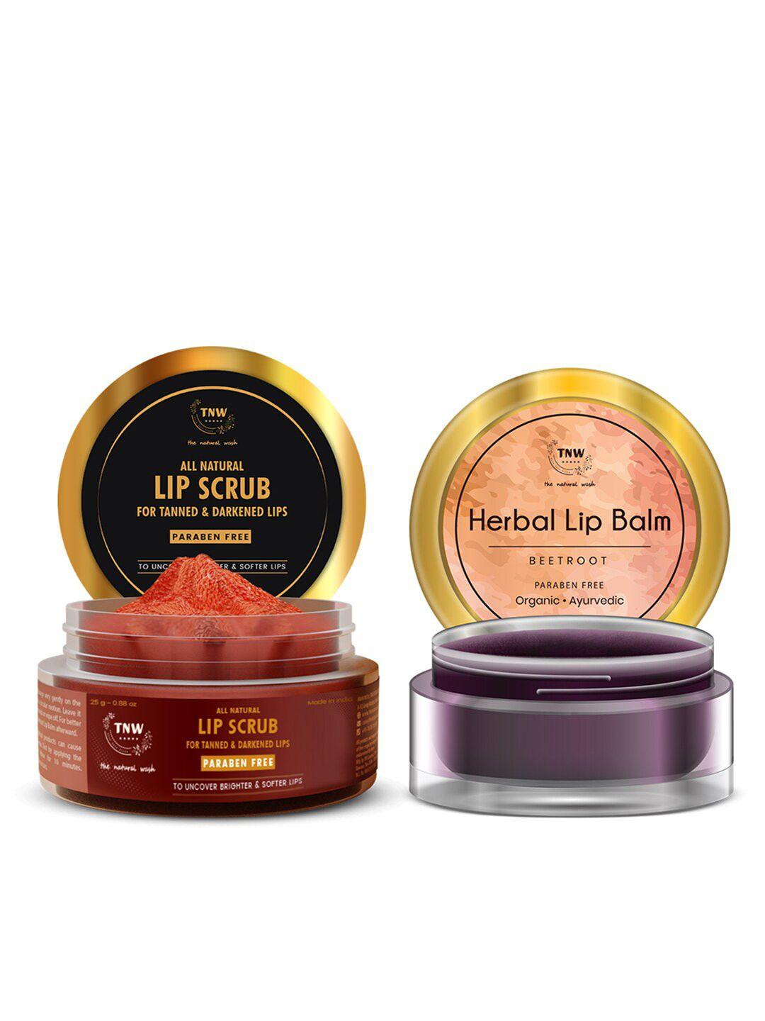 tnw the natural wash combo of 2 lip balm and lip scrub 35gm