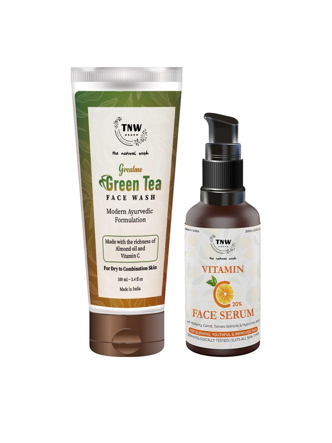 tnw the natural wash combo of green tea face wash- 100ml & vitamin c face serum-30ml