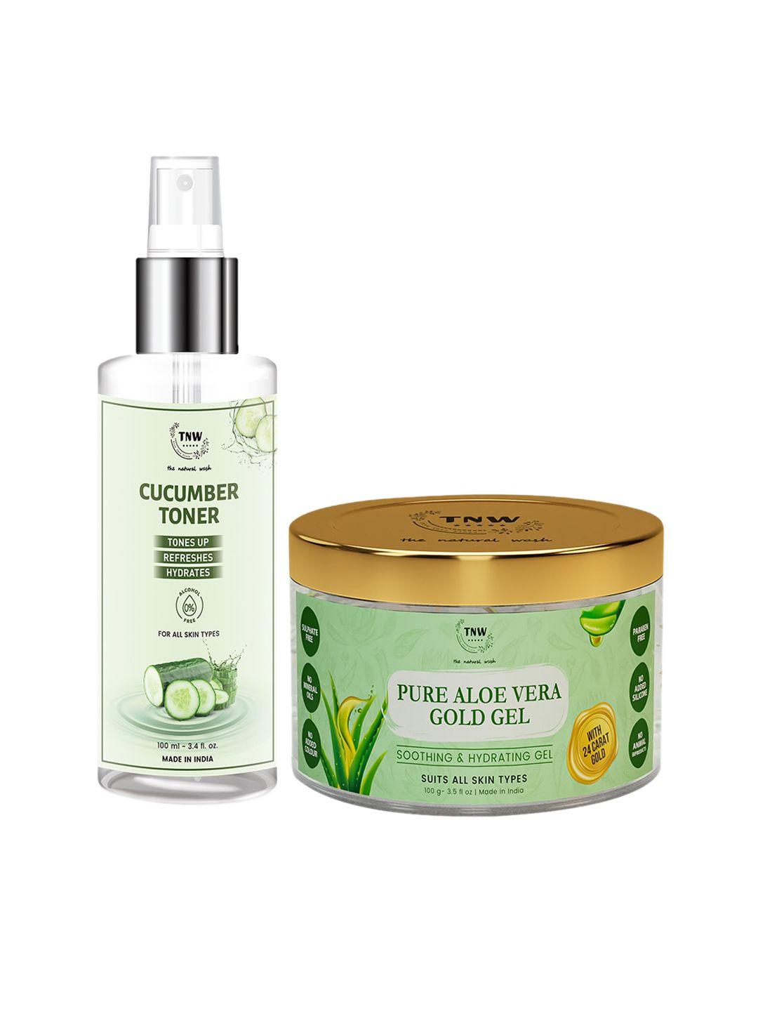 tnw the natural wash cucumber toner & gold aloe vera gel - 200 ml