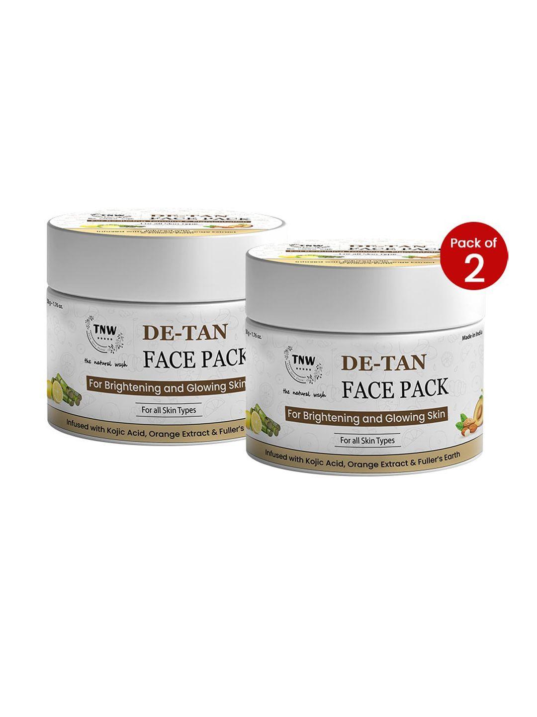 tnw the natural wash set of 2 de-tan face pack with kojic acid & orange extract - 50g each