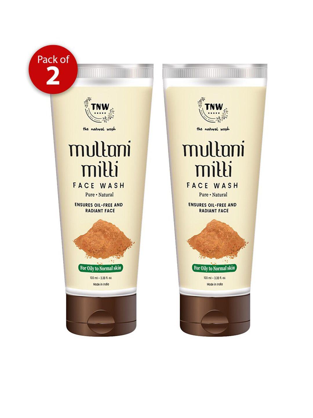 tnw the natural wash set of 2 multani mitti face wash for oily skin - 100ml each