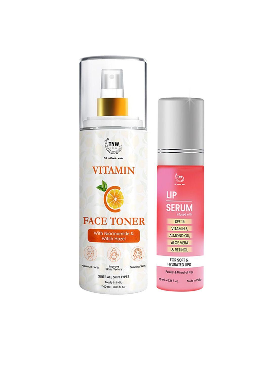 tnw the natural wash set of 2 vitamin c face toner & lip serum 110ml