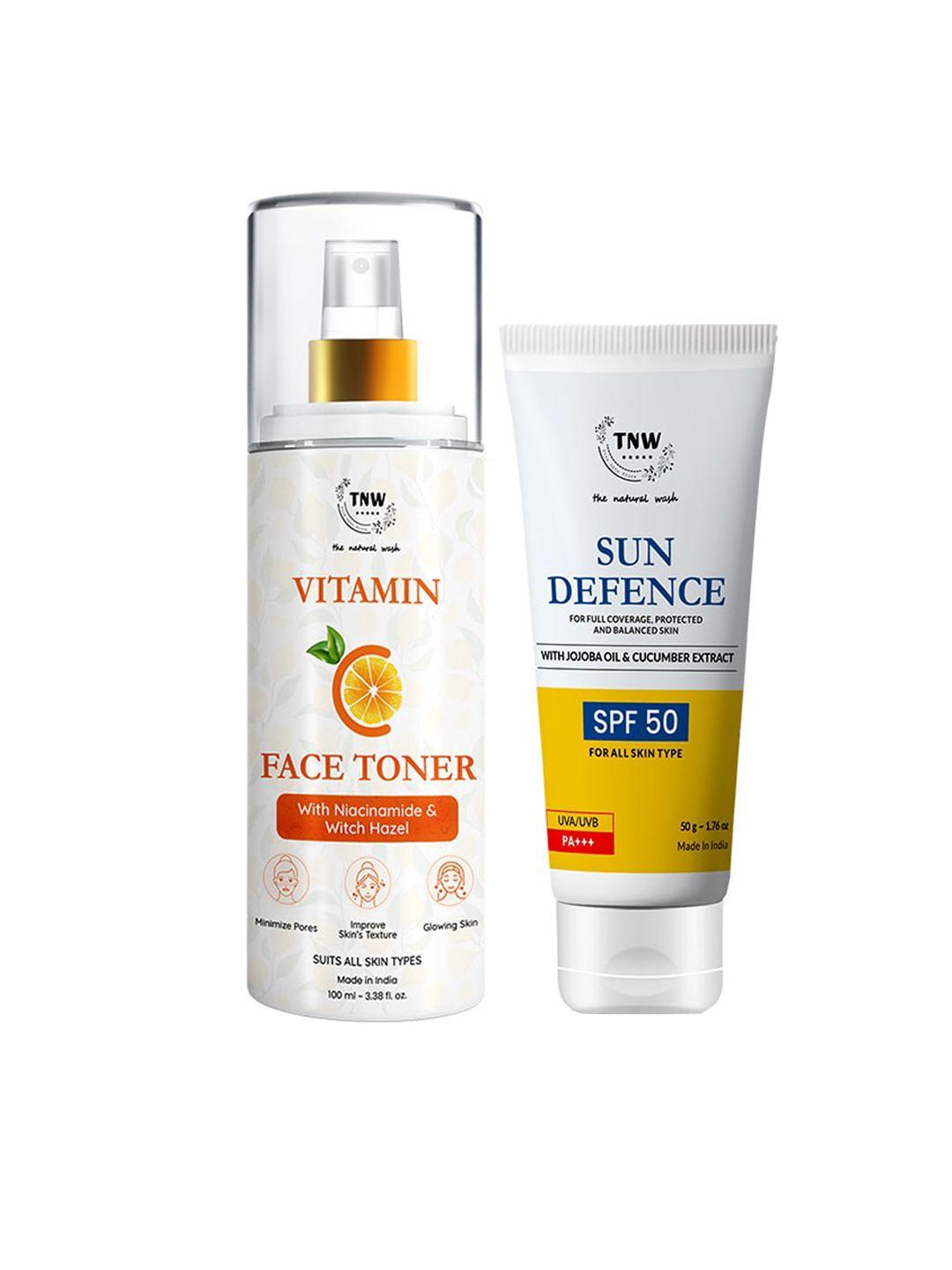 tnw the natural wash set of 2 vitamin c face toner & sun defense cream 150ml