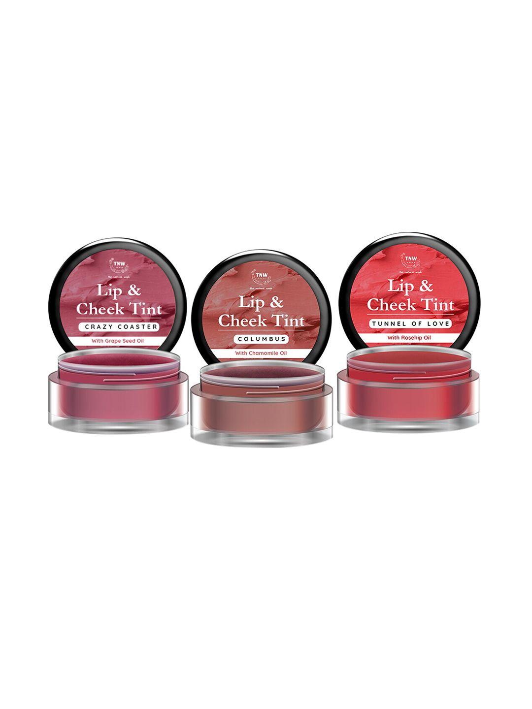 tnw the natural wash set of 3 lip & cheek tint - crazy coaster, columbus, tunnel of love