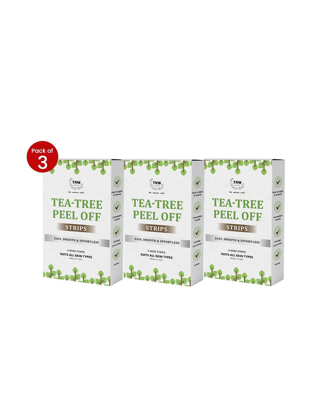 tnw the natural wash set of 3 tea tree peel off nose strips - 4 strips each