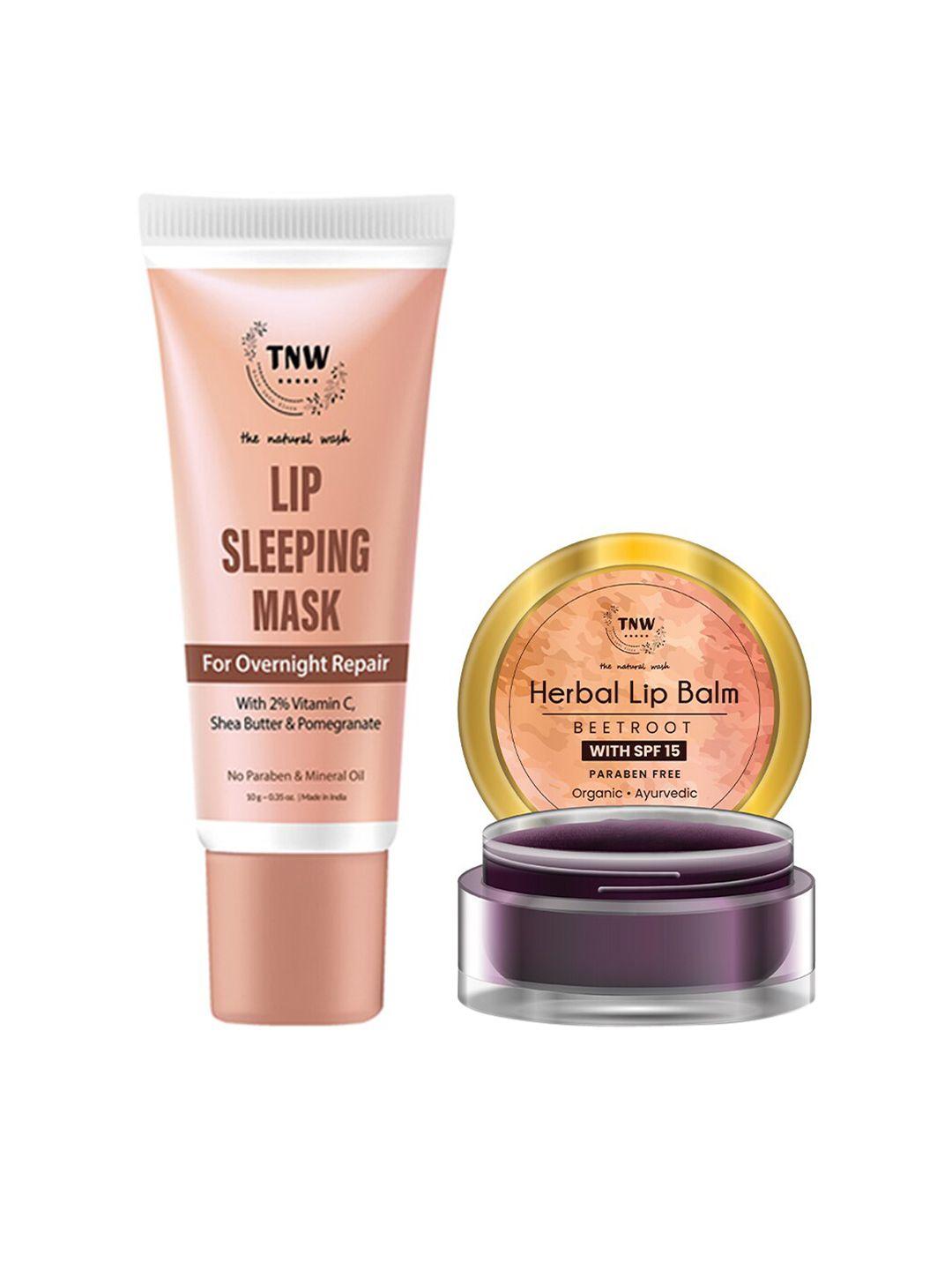 tnw the natural wash set of beetroot lip balm & lip sleeping mask