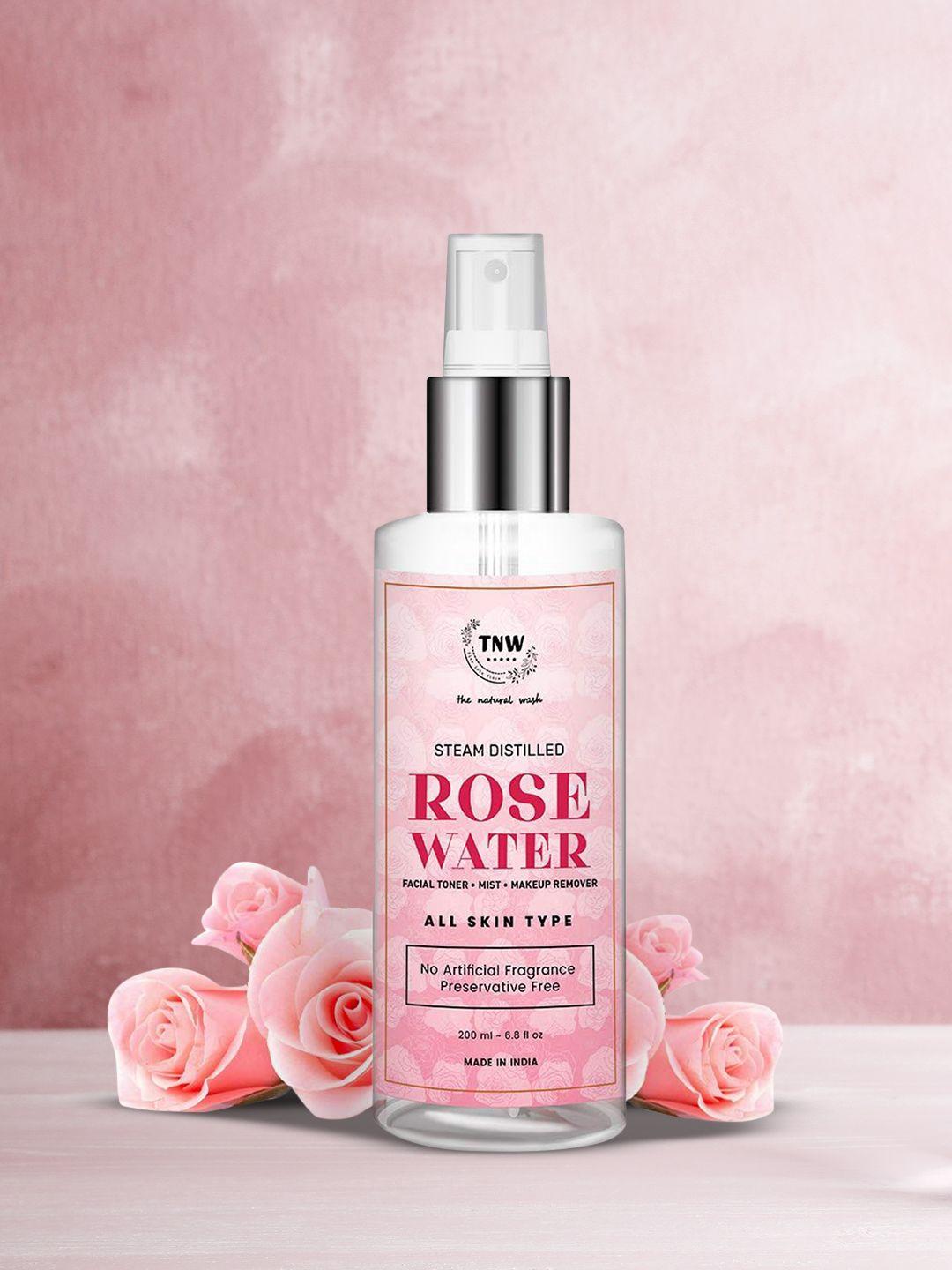 tnw the natural wash skin face toner/make up remover - steam distilled rose water 200 ml