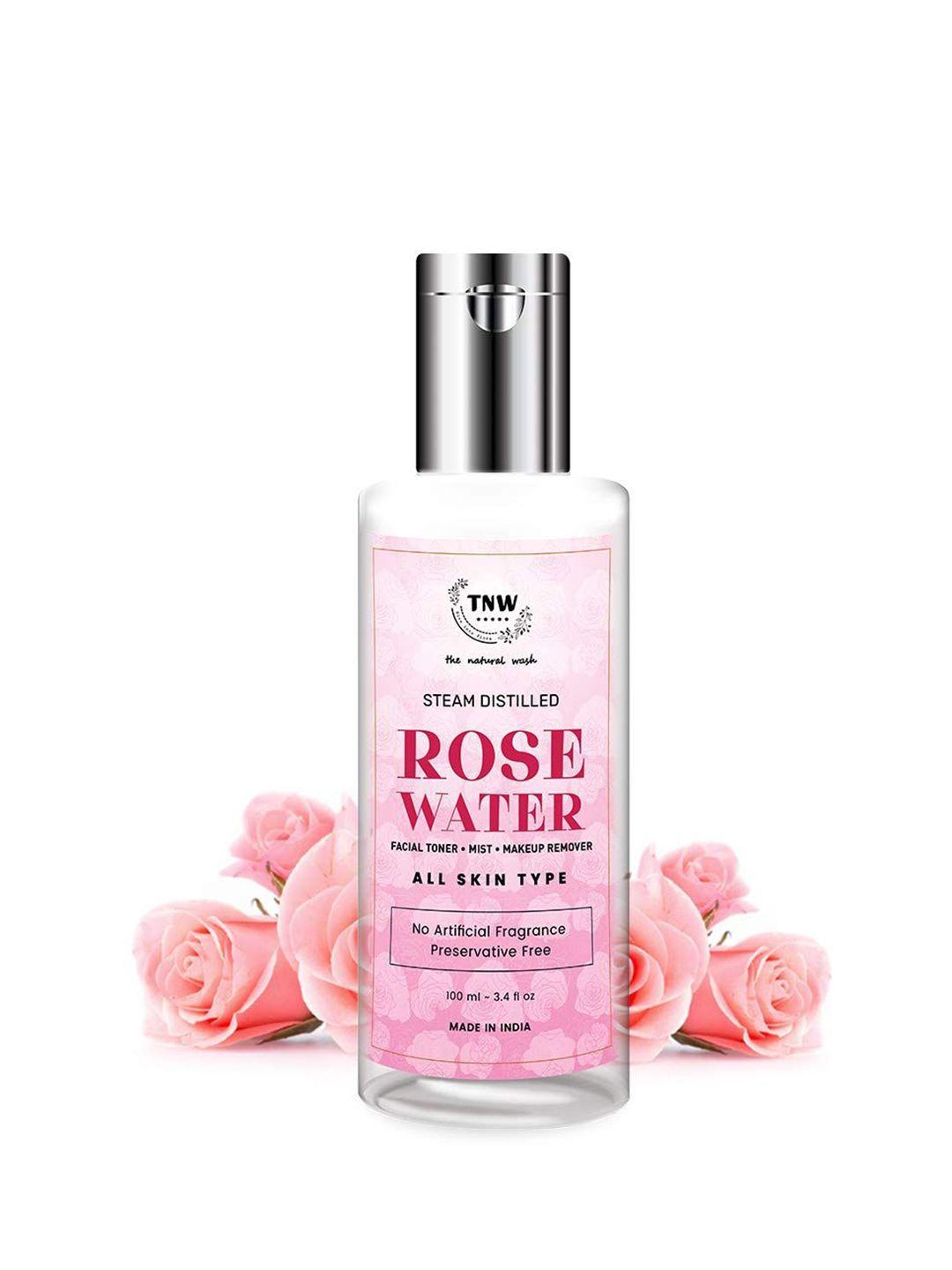 tnw the natural wash skin face toner & make up remover - steam distilled rose water 100 ml