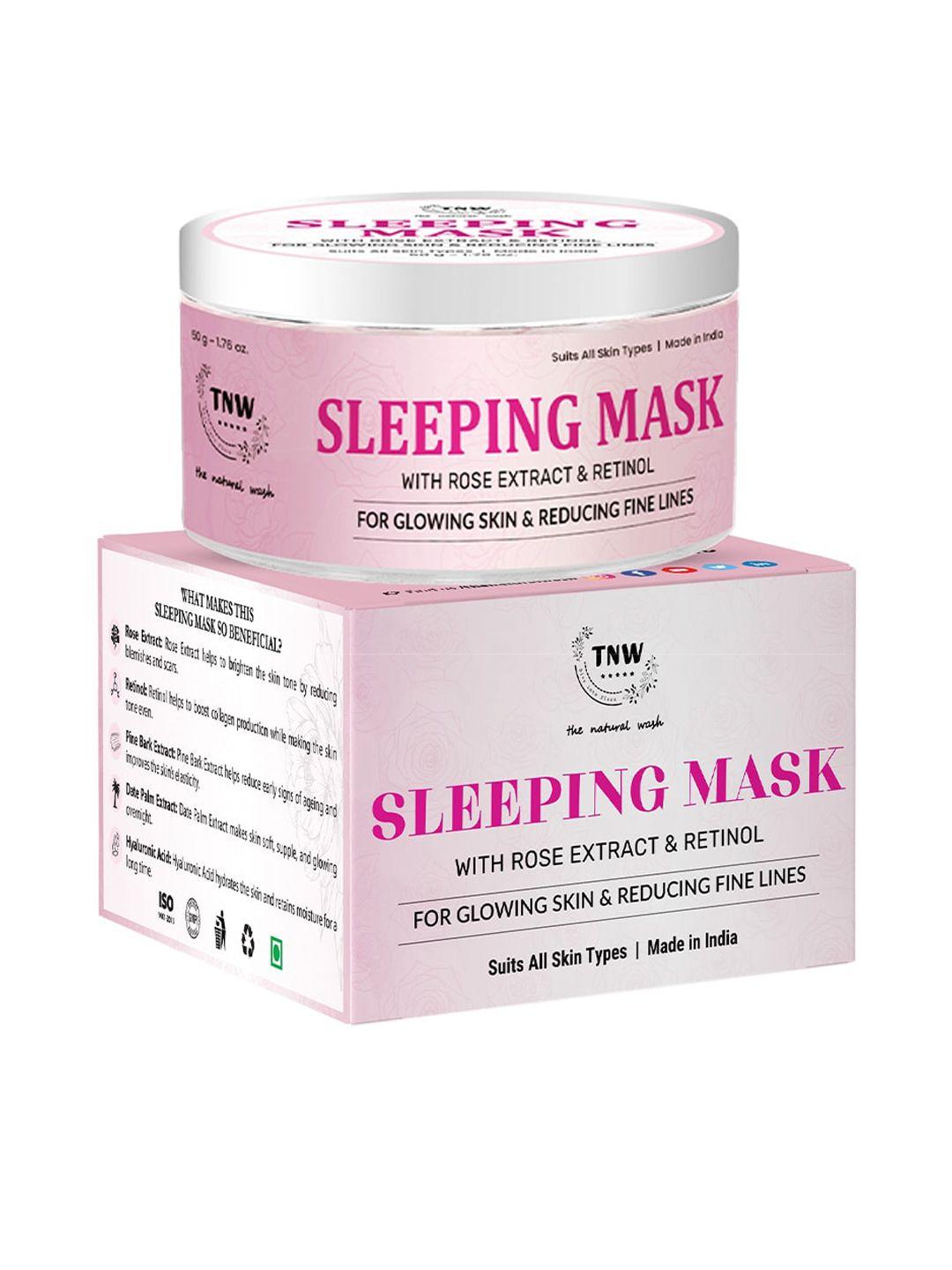 tnw the natural wash sleeping mask with rose extract & retinol for glowing skin - 50 g