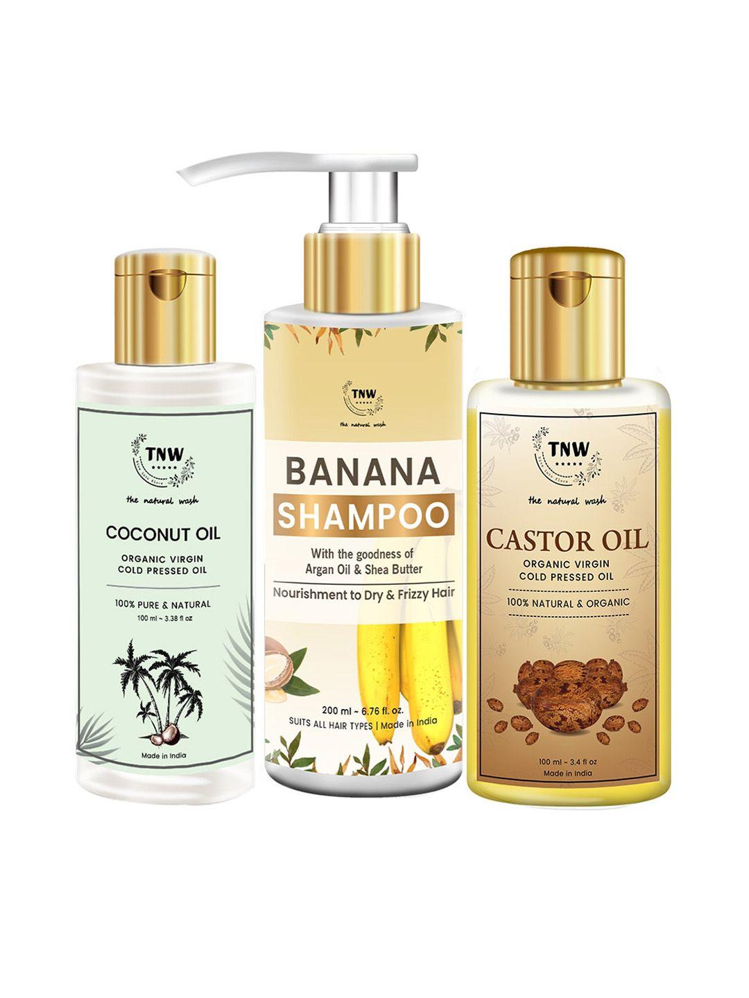tnw the natural wash unisex banana shampoo, coconut & castor oil for hair- 400 ml