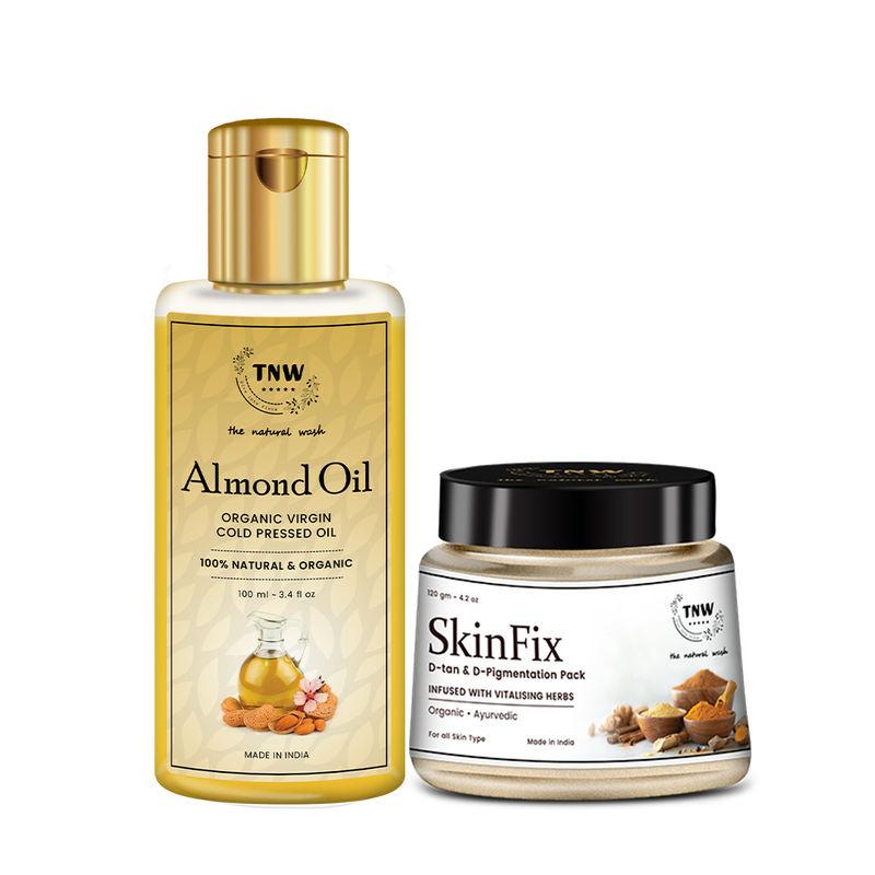 tnw the natural wash virgin almond oil for skin & hair with dtan pack