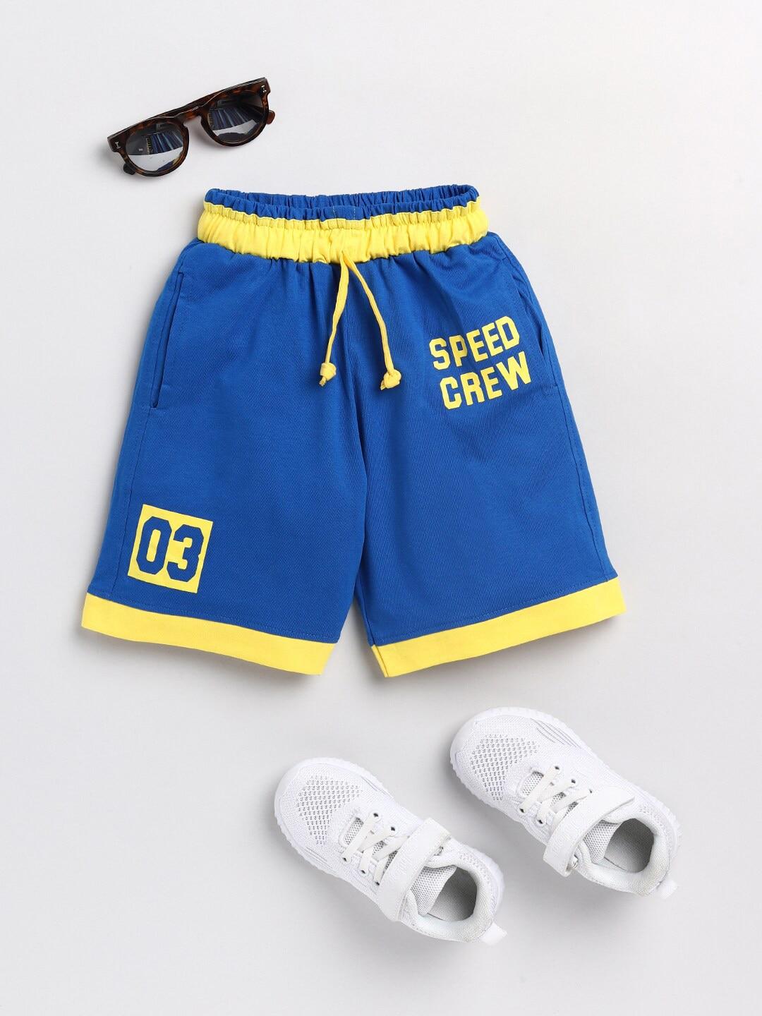 todd n teen boys blue typography printed cotton shorts