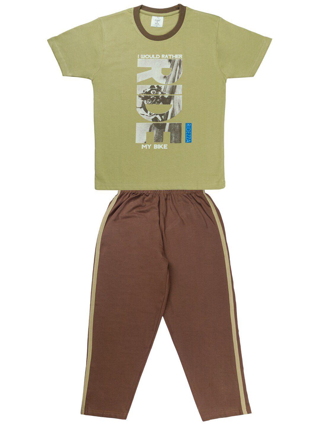 todd-n-teen-boys-olive-green-&-brown-printed-t-shirt-with-pyjamas