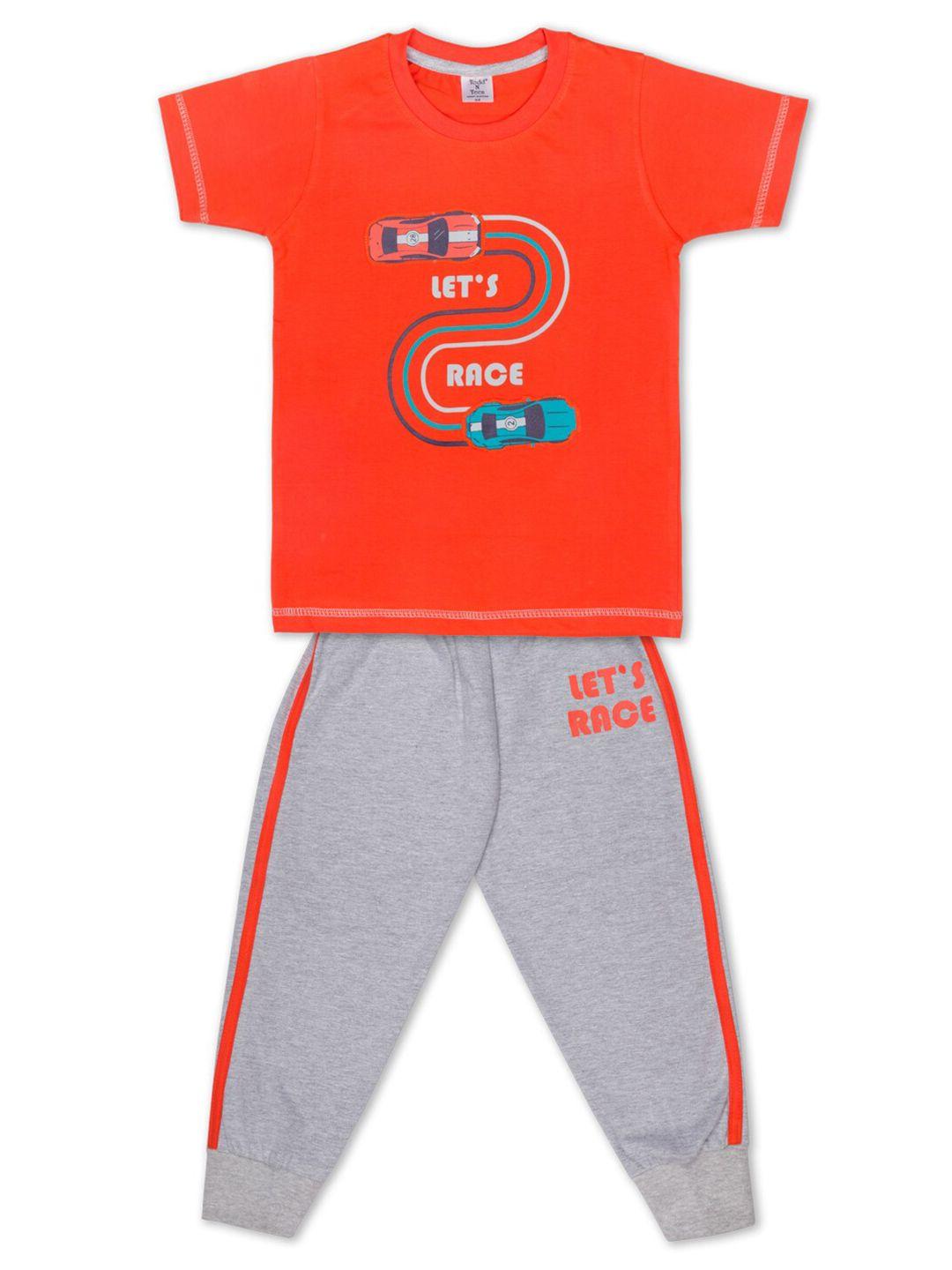 todd n teen boys orange & grey printed short sleeve clothing set set