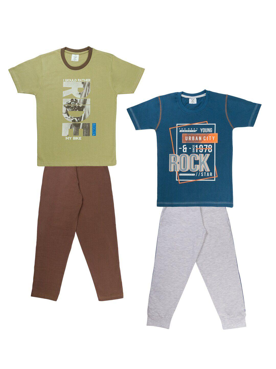 todd n teen boys pack of 2 printed t-shirts with track pants
