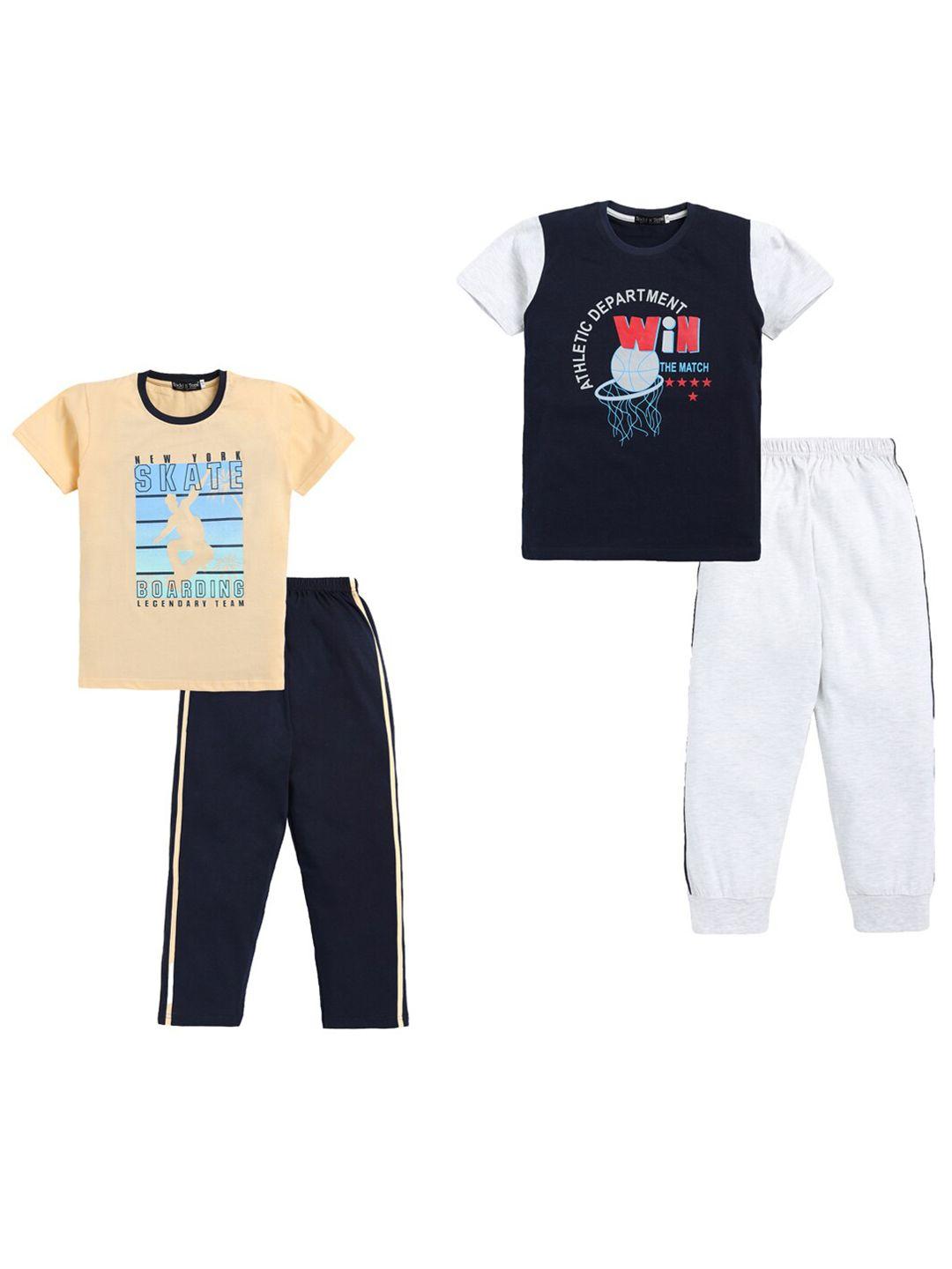 todd n teen boys printed pure cotton t-shirt with trousers