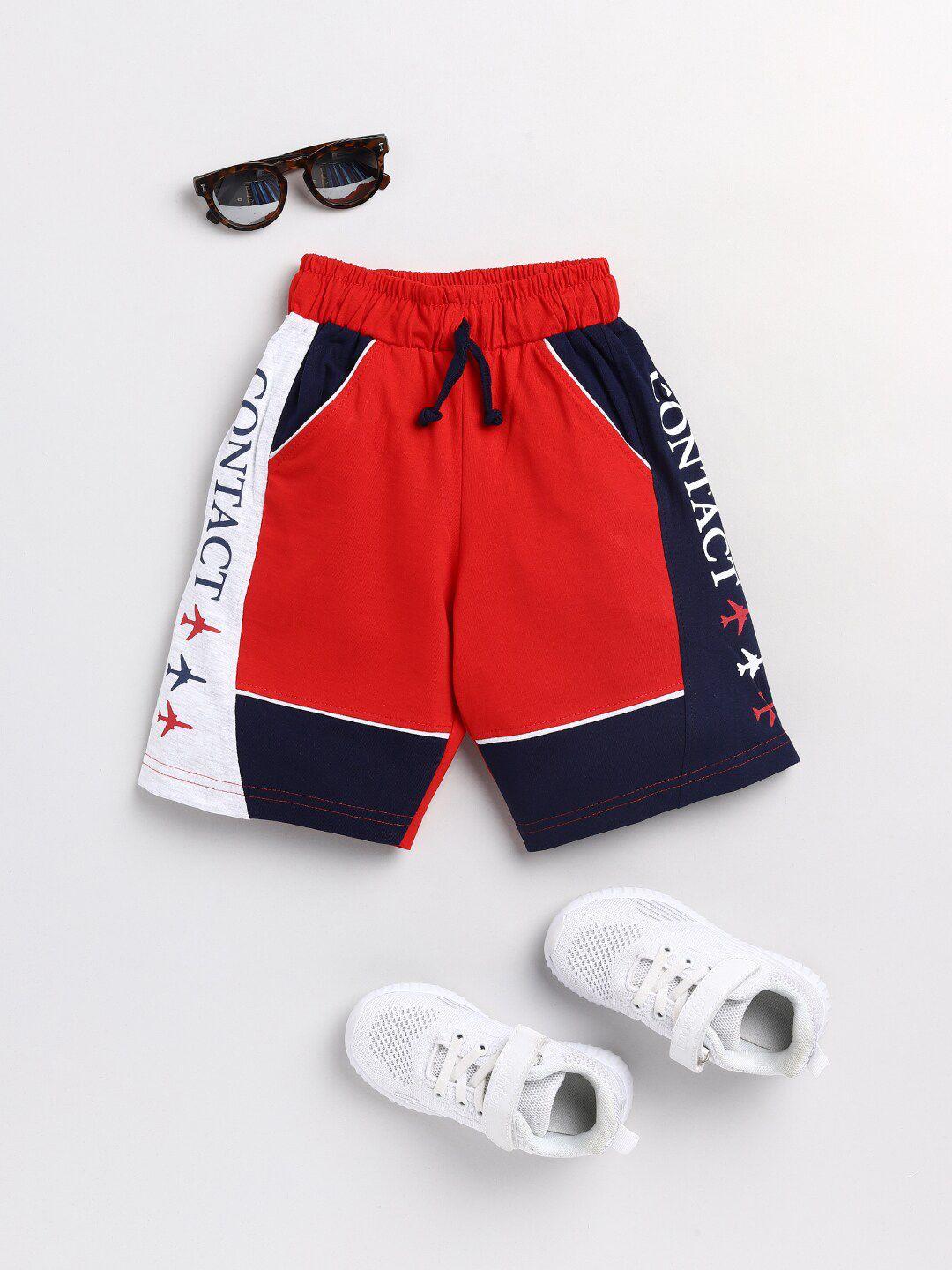 todd n teen boys red typography printed cotton shorts