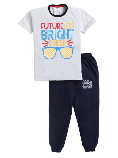 todd n teen kids grey & navy printed t-shirt with joggers