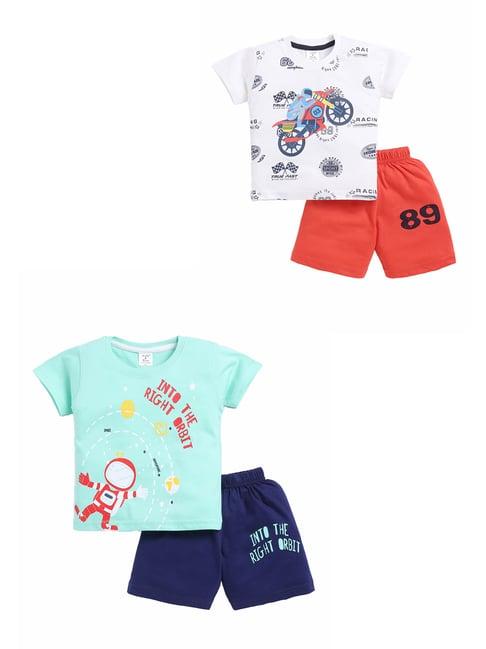 todd n teen kids multicolor printed t-shirt with shorts (pack of 2)