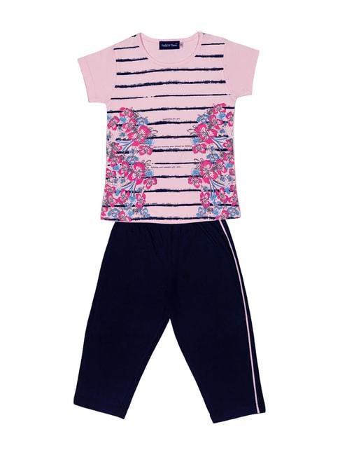 todd n teen kids pink cotton graphic print t-shirt & pants