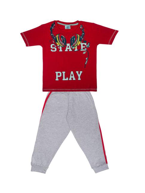 todd-n-teen-kids-printed-red-&-grey-t-shirt-with-joggers