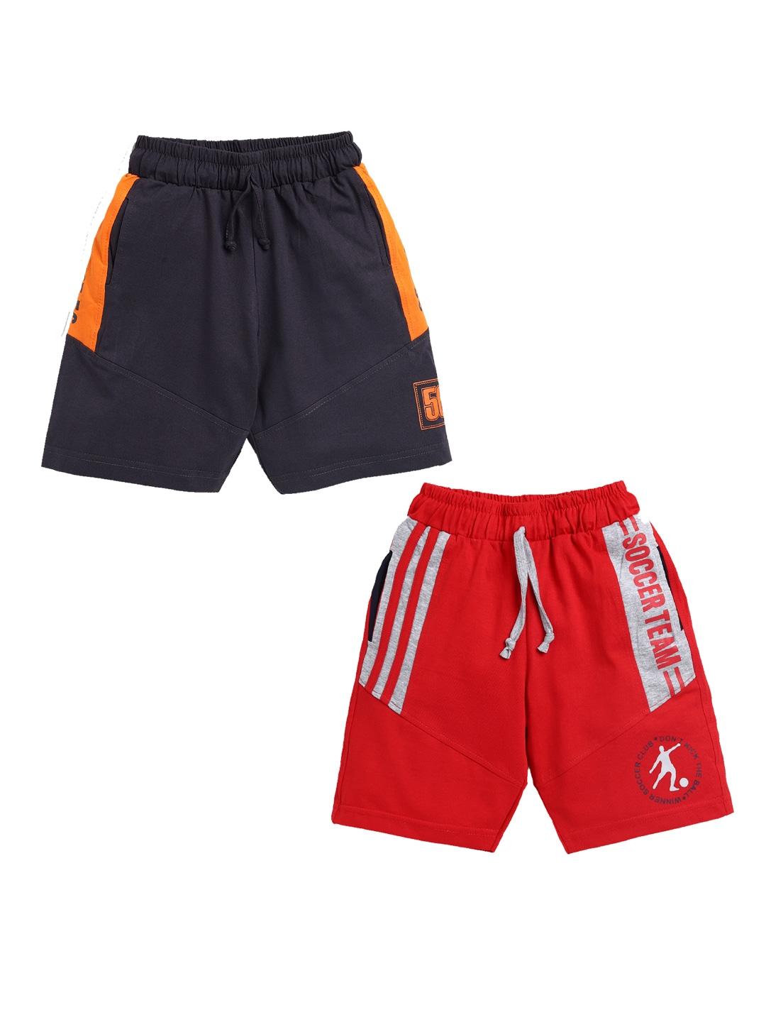 todd n teen pack of 2 boys red cotton sports shorts