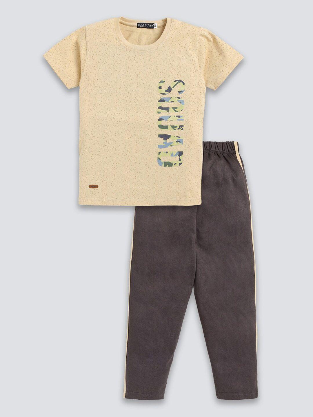 todd n teen boys graphic printed pure cotton t-shirt with trousers