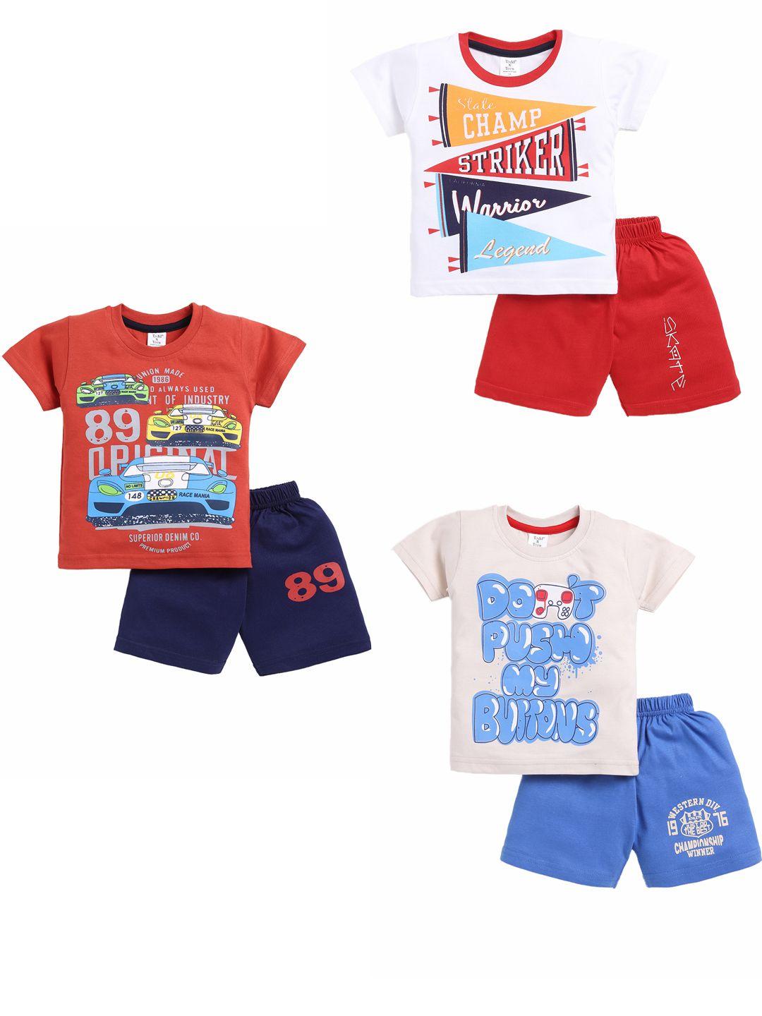 todd n teen boys pack of 3 printed pure cotton t-shirt with shorts