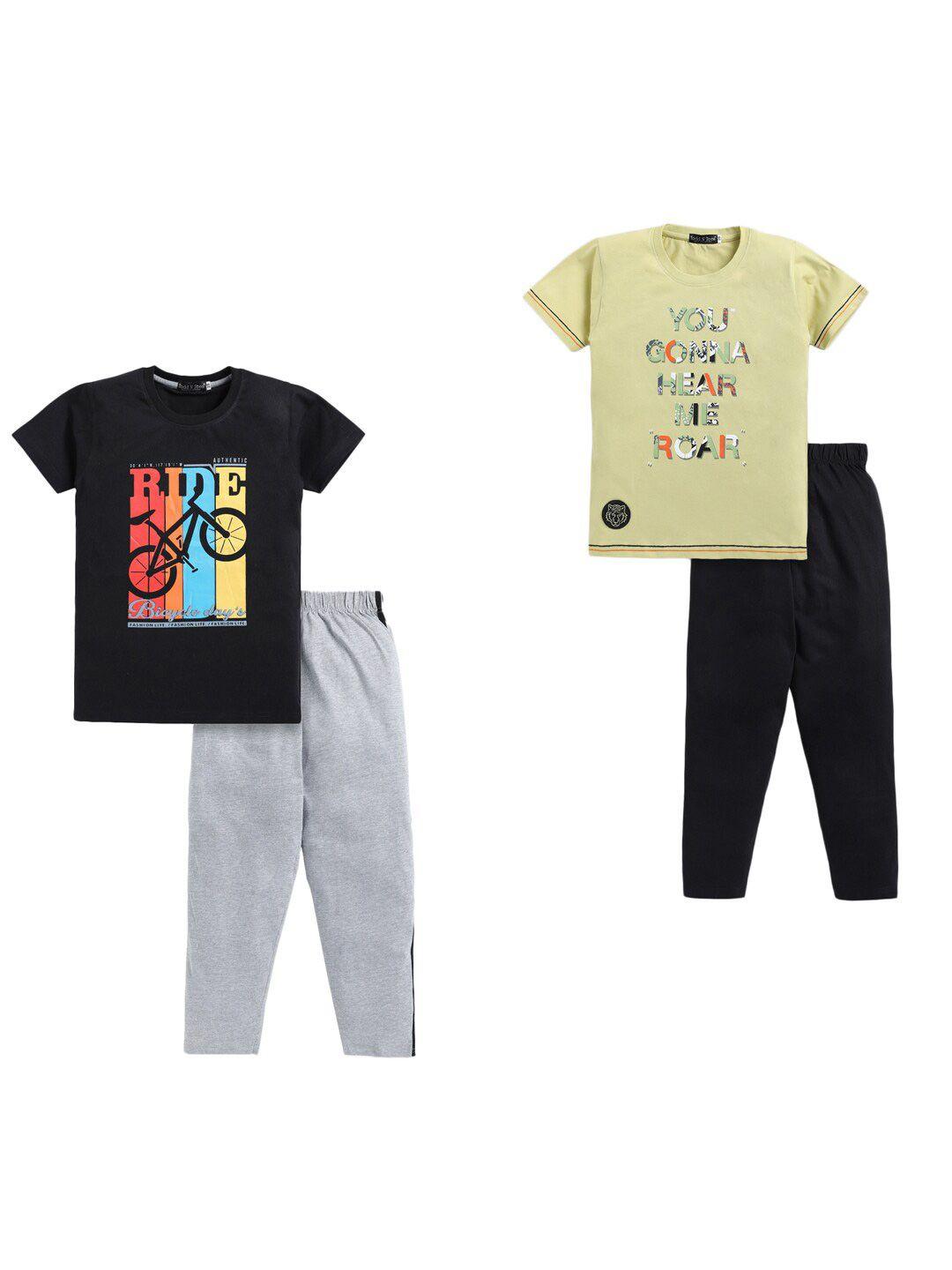 todd n teen boys printed pure cotton t-shirt with trousers