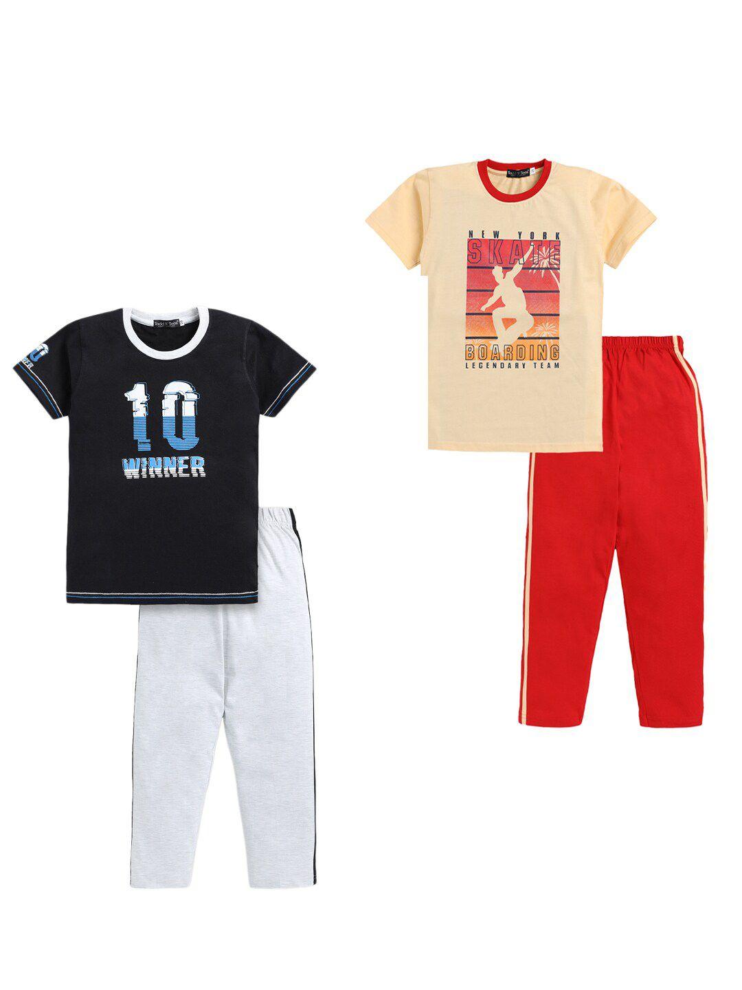 todd n teen boys printed pure cotton t-shirt with trousers