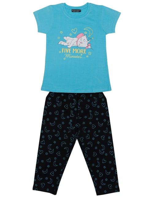 todd n teen kids blue & navy printed t-shirt with capris