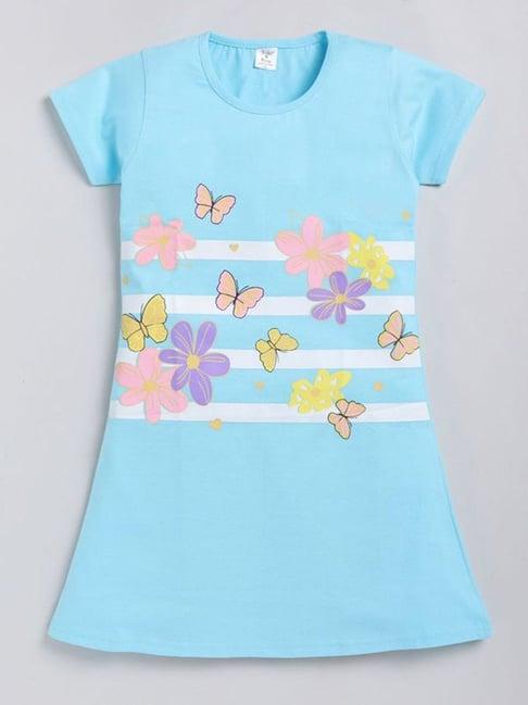 todd n teen kids light blue printed nighty