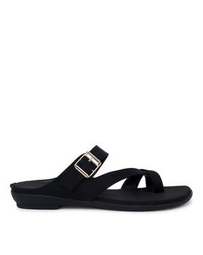 toe-ring flat sandals with buckle strap