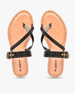 toe-ring flat sandals with buckle