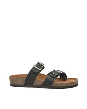 toe-ring flat sandals with buckle