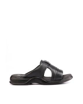 toe-ring flip-flops with genuine leather upper