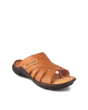 toe-ring flip-flops with genuine leather upper